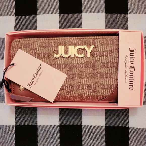 Juicy Couture | NEW Zip Wallet in Chestnut Logo Gold Detail, In Box, NWT - Picture 1 of 7